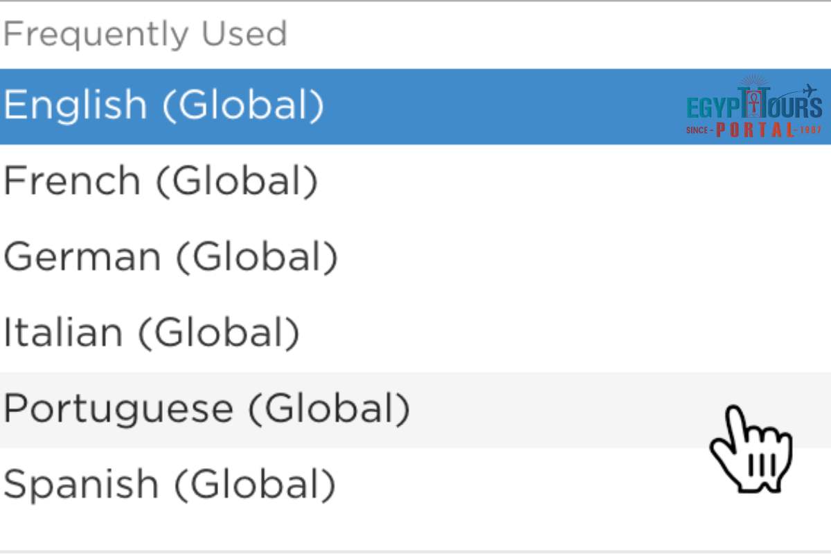 Aplicação de tradução - Egypt Tours Portal